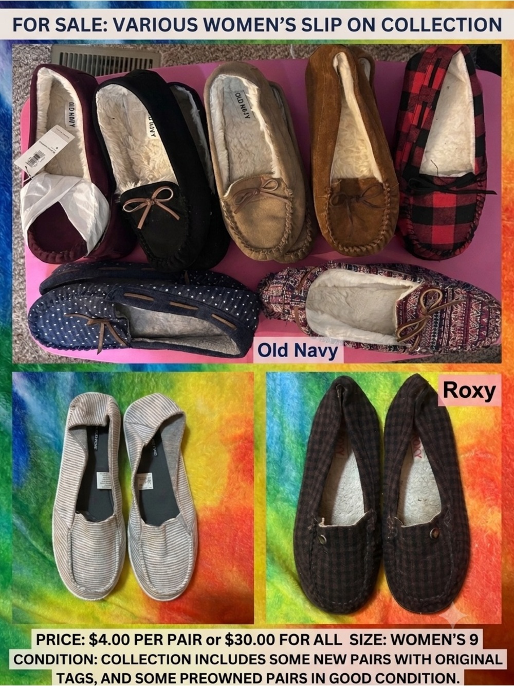 Old Navy Women's Moccasin Slippers - Mixed Brown, Black, Burgundy
